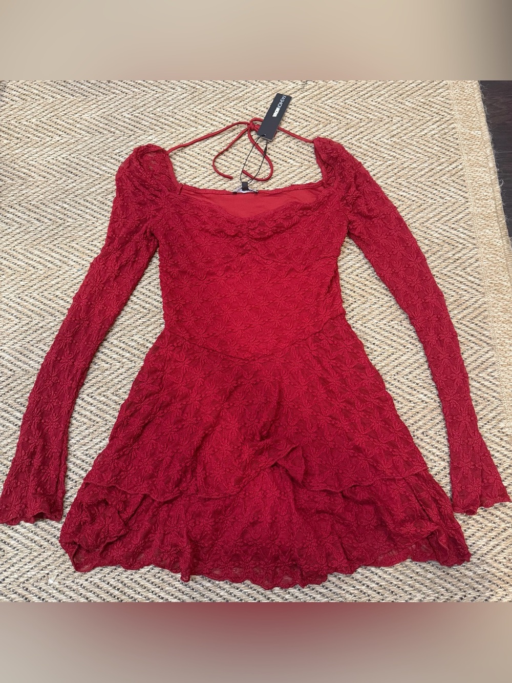 Fashion Nova Burgundy Dusk To Dawn Lace Mini Dress Size M